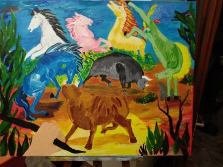 " nel bosco all'improvviso" (80 x 100)